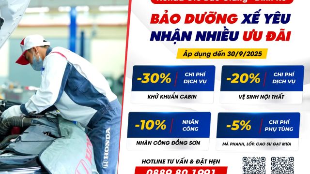  BẢO DƯỠNG XẾ YÊU - NHẬN NHIỀU ƯU ĐÃI | Chương trình khuyến mại dịch vụ tháng 9 | Honda Ôtô Bắc Giang