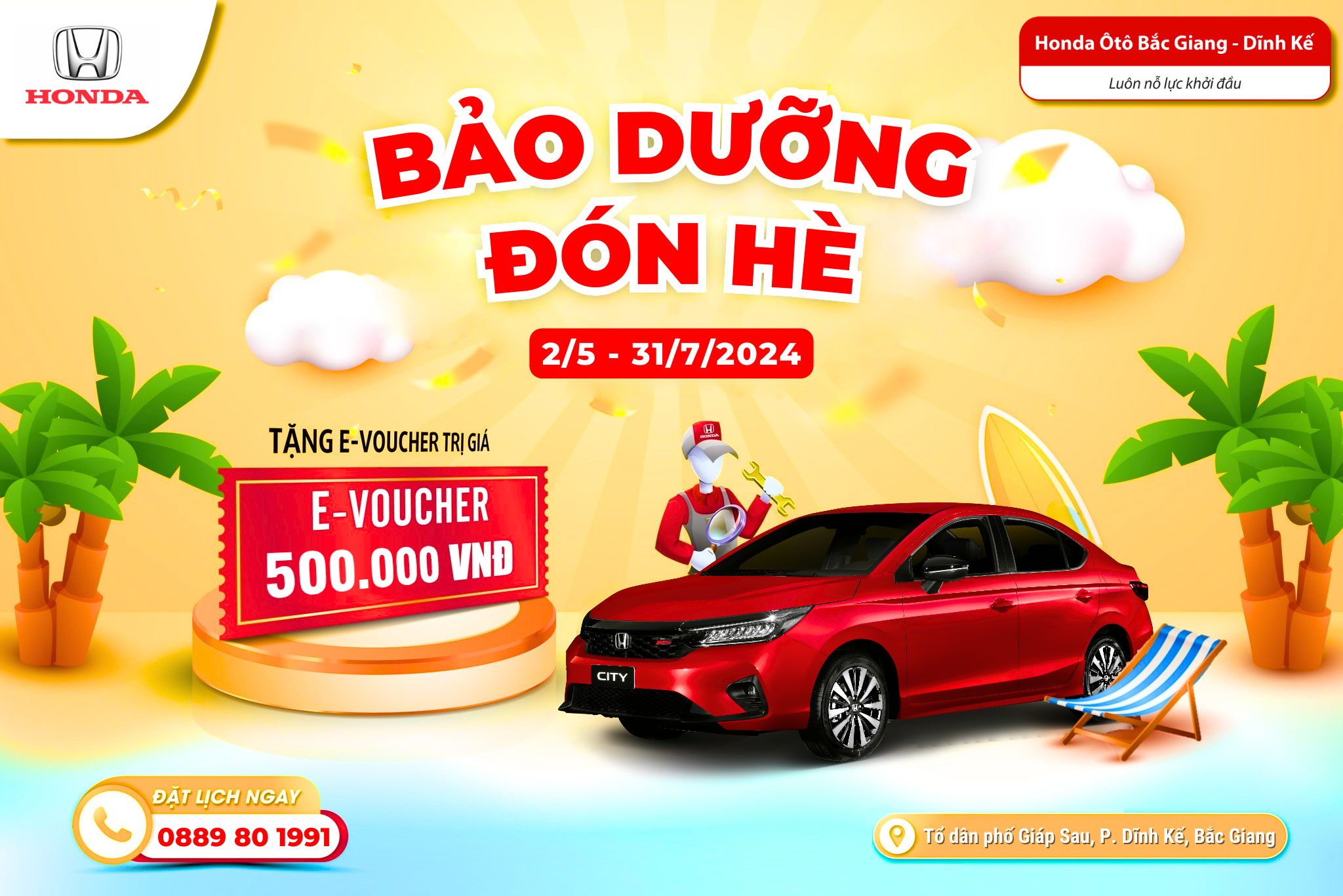 BẢO DƯỠNG XE - ĐÓN HÈ CHẤT | Khuyến mại dịch vụ Honda Ô tô Bắc Giang