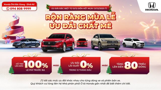 Rộn ràng mùa lễ – ưu đãi chất mê | Chương trình khuyến mại Tháng 12 | Honda Ôtô Bắc Giang