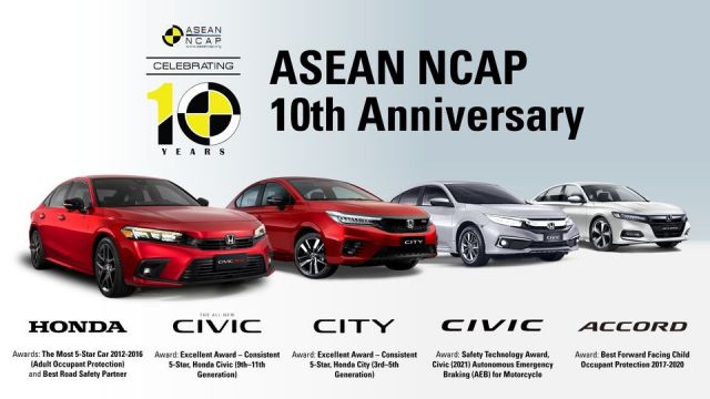 Honda gặt hái tới 6 giải thưởng nhân dịp kỉ niệm 10 năm ASEAN NCAP