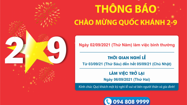 THÔNG BÁO NGHỈ LỄ - 2/9 Honda Ôtô Bắc Giang - Dĩnh Kế làm việc bình thường