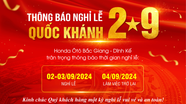 THÔNG BÁO LỊCH NGHỈ LỄ QUỐC KHÁNH 2/9 NĂM 2024