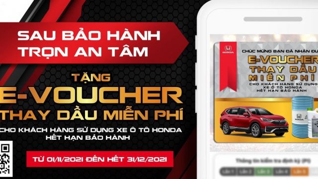Honda Việt Nam tặng phiếu thay dầu miễn phí cho xe ô tô Honda hết hạn bảo hành