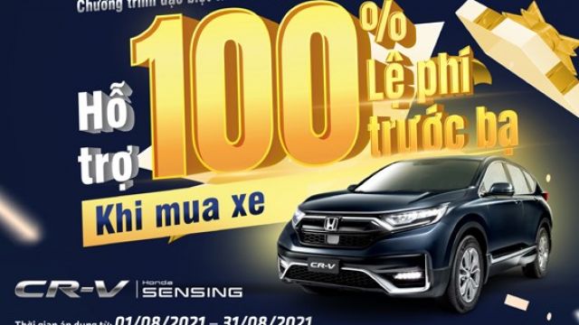 Ưu đãi 100% lệ phí trước bạ khi mua Honda CR-V tháng 8