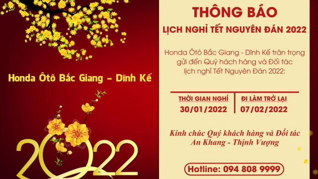 THÔNG BÁO LỊCH NGHỈ TẾT NGUYÊN ĐÁN 2022